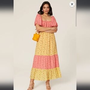 Color Me Courtney Cece Floral Colorblock Maxi Dress